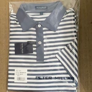 Peter Millar Men’s Tailored Fit Polo Shirt NWT Blue Striped